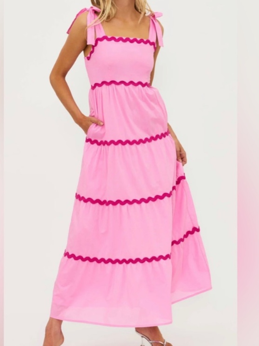 Beach Riot Women’s Charlotte Tiered Maxi Dress Pink Size M